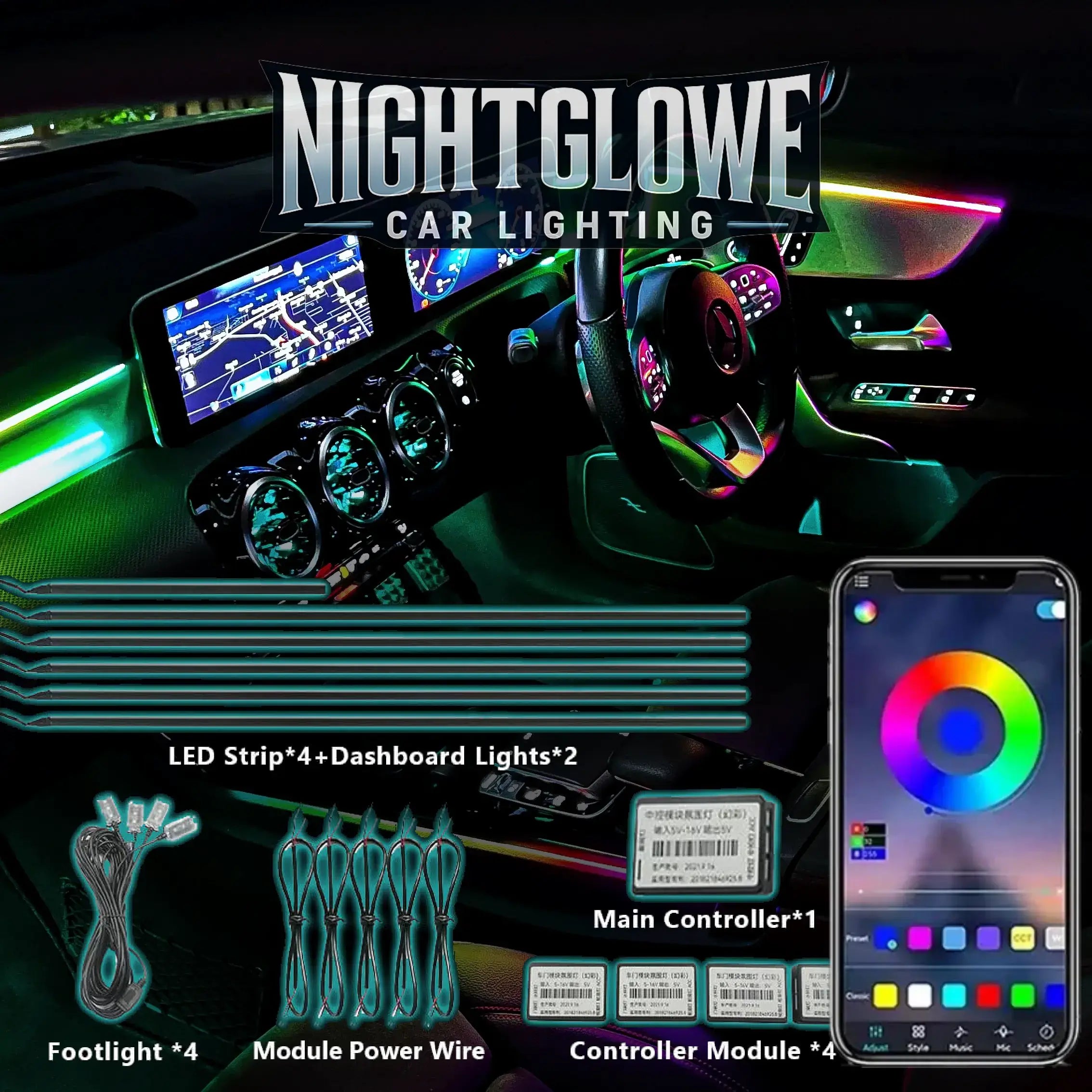 Super bright LED light strip with customizable, cuttable design and vibrant illumination for car interiors Ambient lighting.